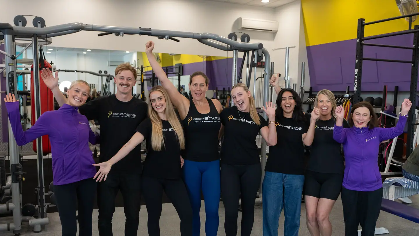 The team at Body Shape Warringah Mall together on the gym floor